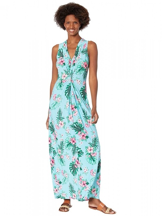 Tommy Bahama Dresses & Skirts - Tommy Bahama Fanning Floral Maxi Dress Blue Pink Green Monstera Medium | Hemmed